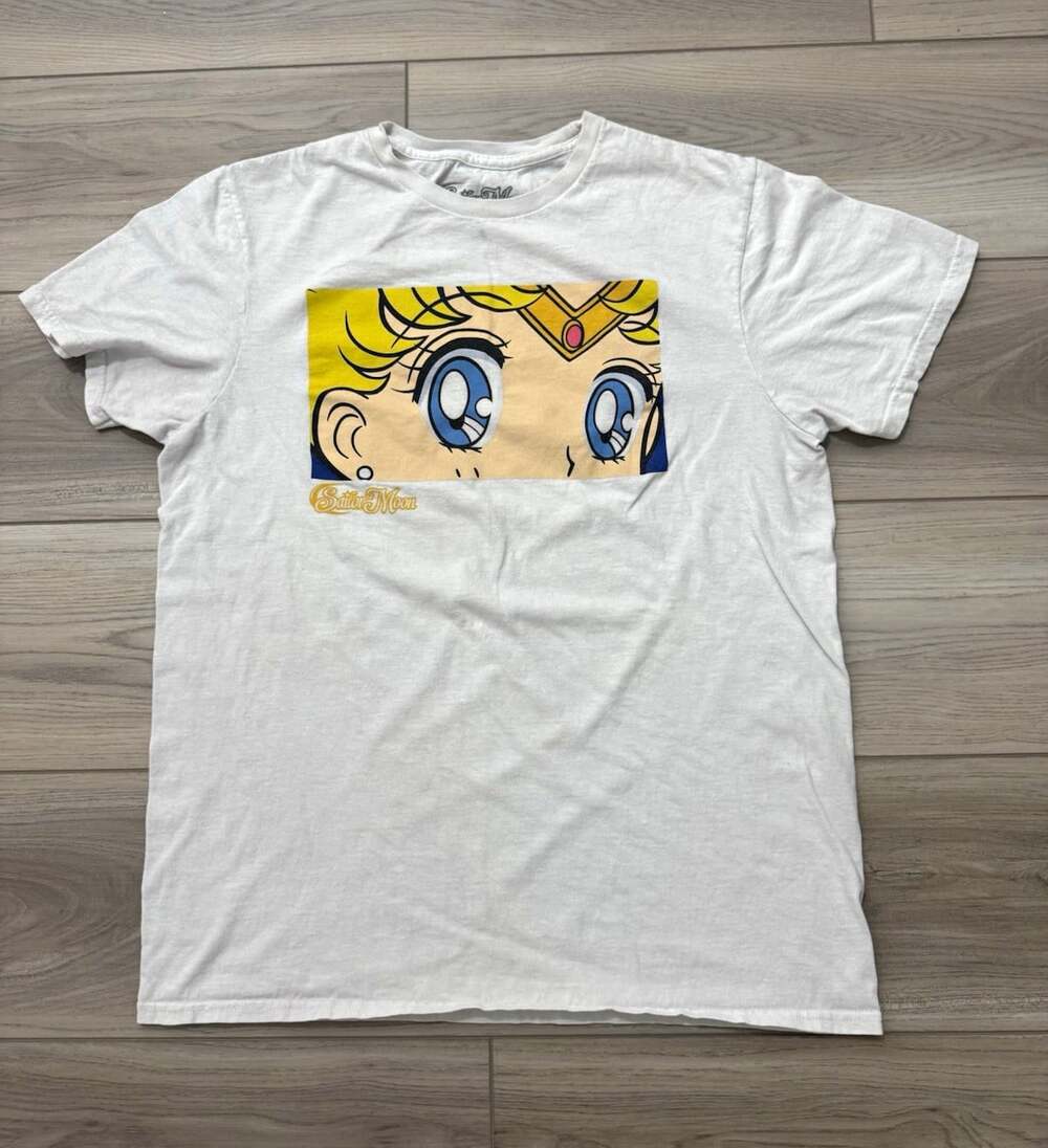 Sailor Moon Anime Graphic Tee Usagi Eyes Toei Animation White Size M